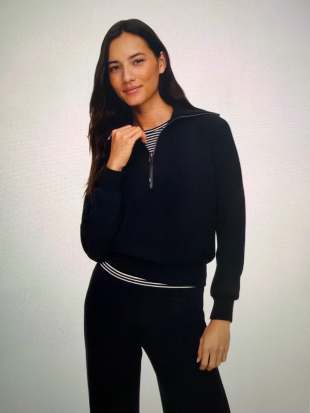 SPANX AirEssentials Black Quarter-Zip Pullover Sweatshirt Size L